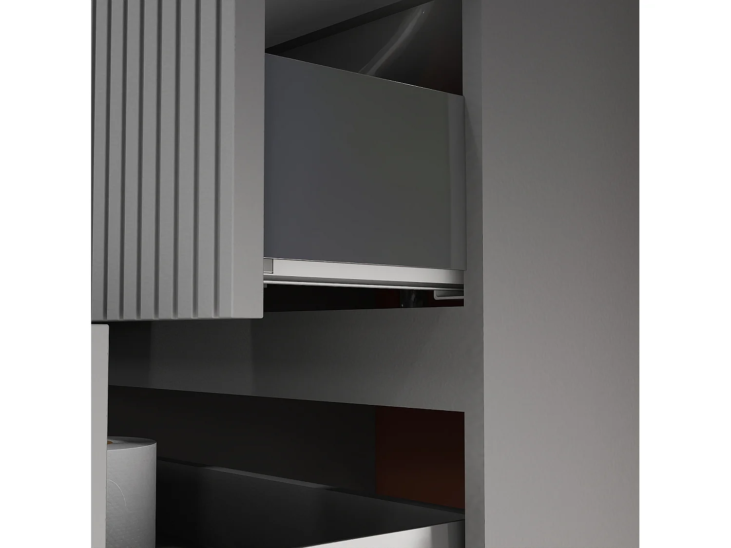 AICA SARL. Meuble de salle de bain suspendu 60 cm Anthracite + 2 tiroirs, avec Poignées - sans compter vasque