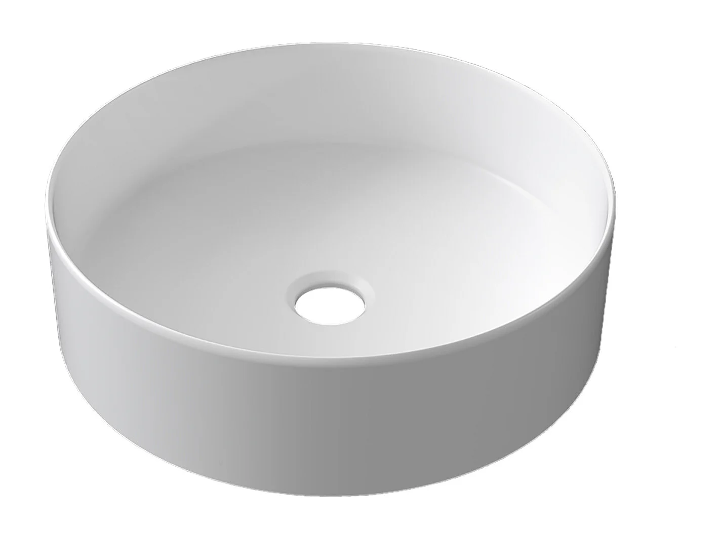 Lavabo à poser en ceramique sans robinet, Rond, Dimensions : 35.2 cm (L) x 11.5 cm (H) x 35.2 cm (P), Blanc