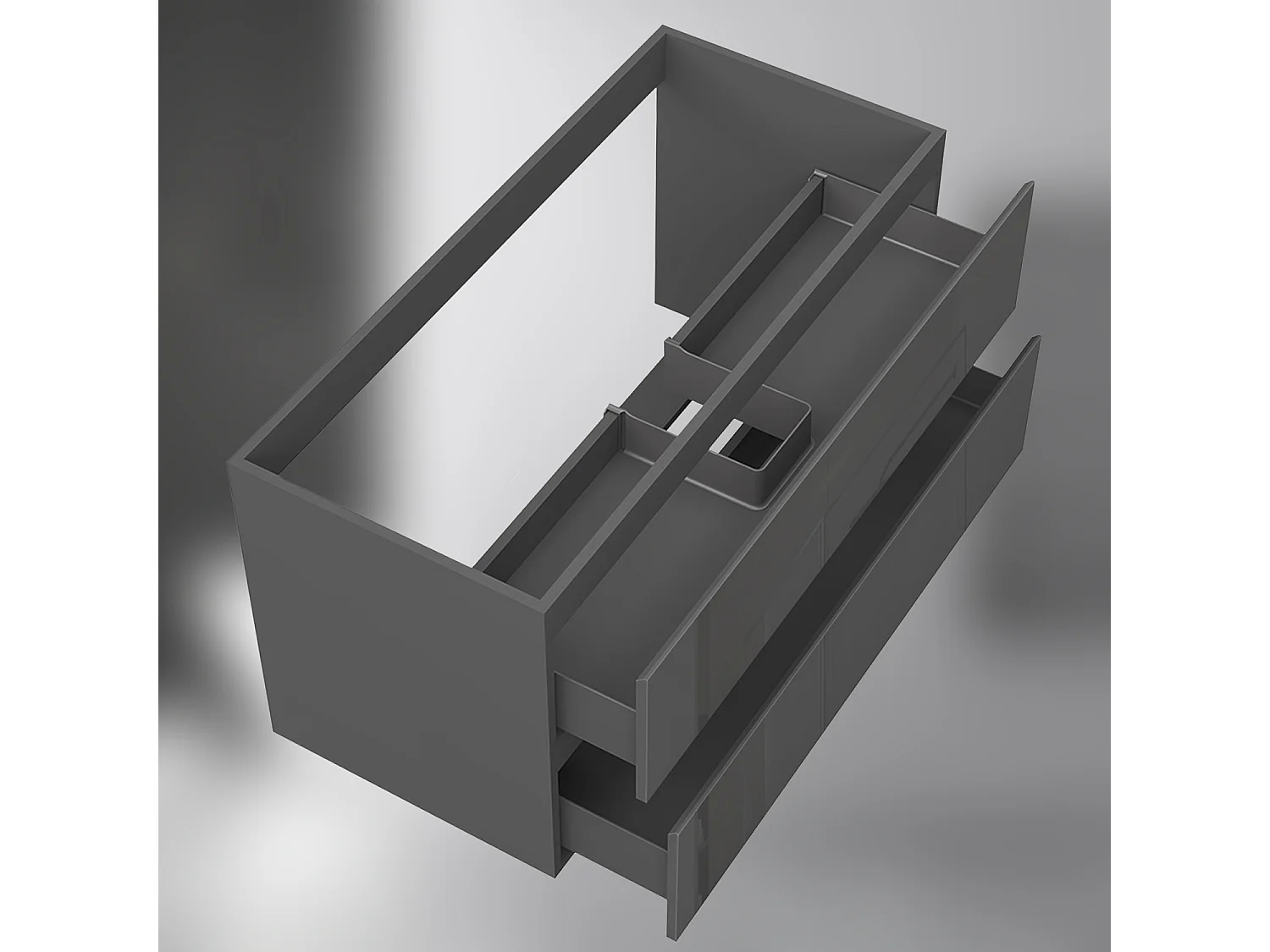 AICA SARL. Meuble de salle de bain design suspendu, 100 cm, 2 tiroirs de rangement sans lavabo - Anthracite brillant