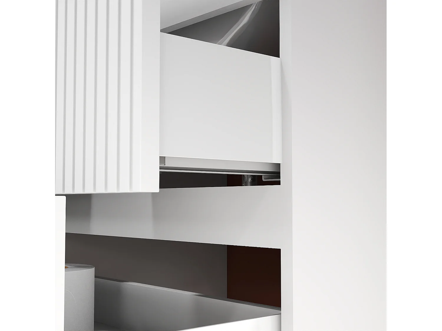 AICA SARL. Meuble de salle de bain suspendu 120 cm Blanc + 4 tiroirs, avec Poignées - sans compter vasque