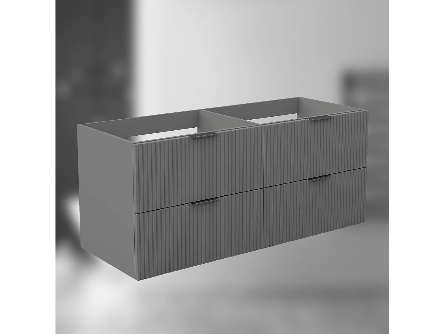 AICA SARL. Meuble de salle de bain suspendu 120 cm Anthracite + 4 tiroirs, avec Poignées - sans compter vasque