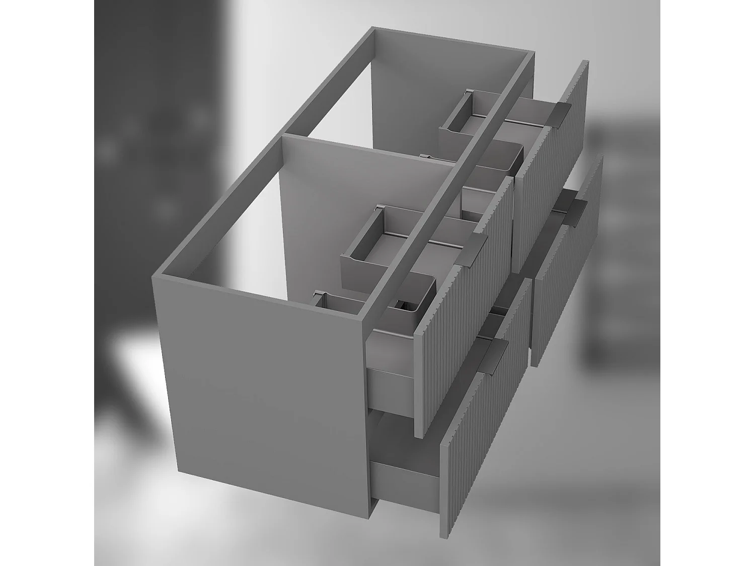 AICA SARL. Meuble de salle de bain suspendu 120 cm Anthracite + 4 tiroirs, avec Poignées - sans compter vasque