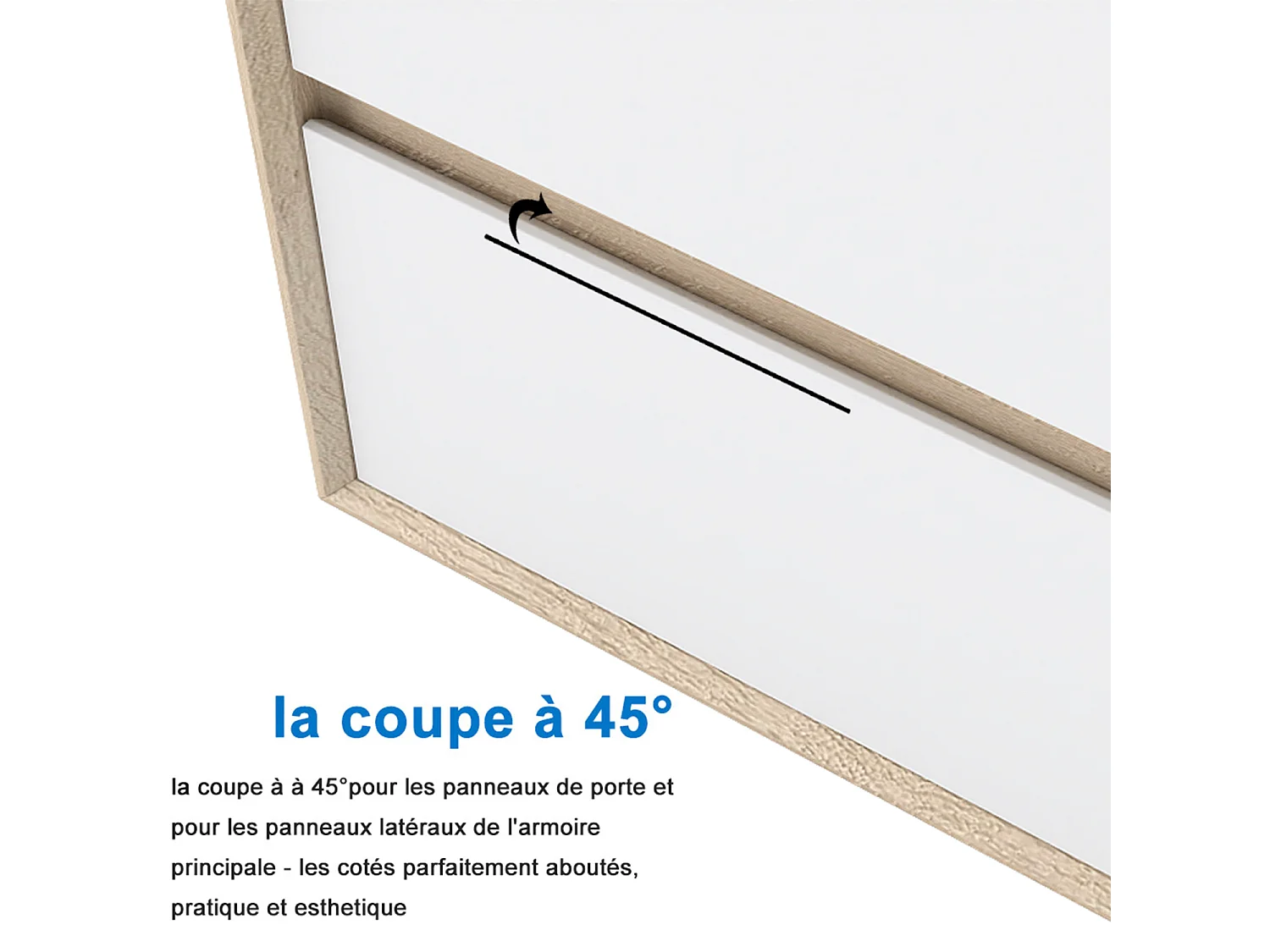 AICA SARL. Meuble sous vasque suspendu 80 cm + 2 tiroirs, Blanc et Chêne, sans compter lavabo