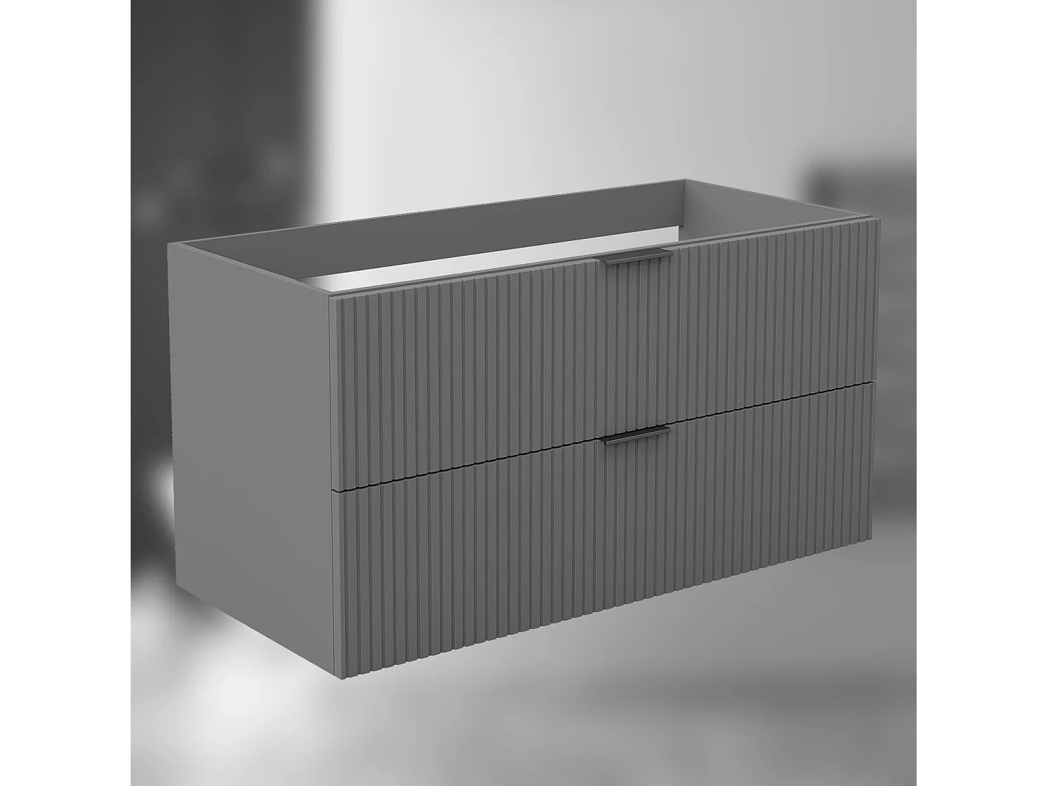 AICA SARL. Meuble de salle de bain suspendu 100 cm Anthracite + 2 tiroirs, avec Poignées - sans compter vasque