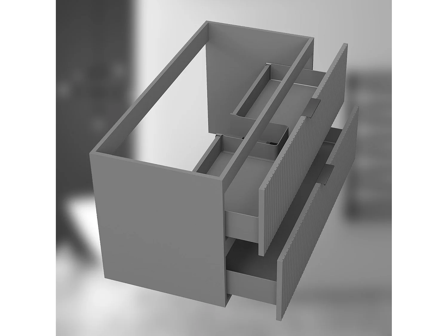 AICA SARL. Meuble de salle de bain suspendu 100 cm Anthracite + 2 tiroirs, avec Poignées - sans compter vasque