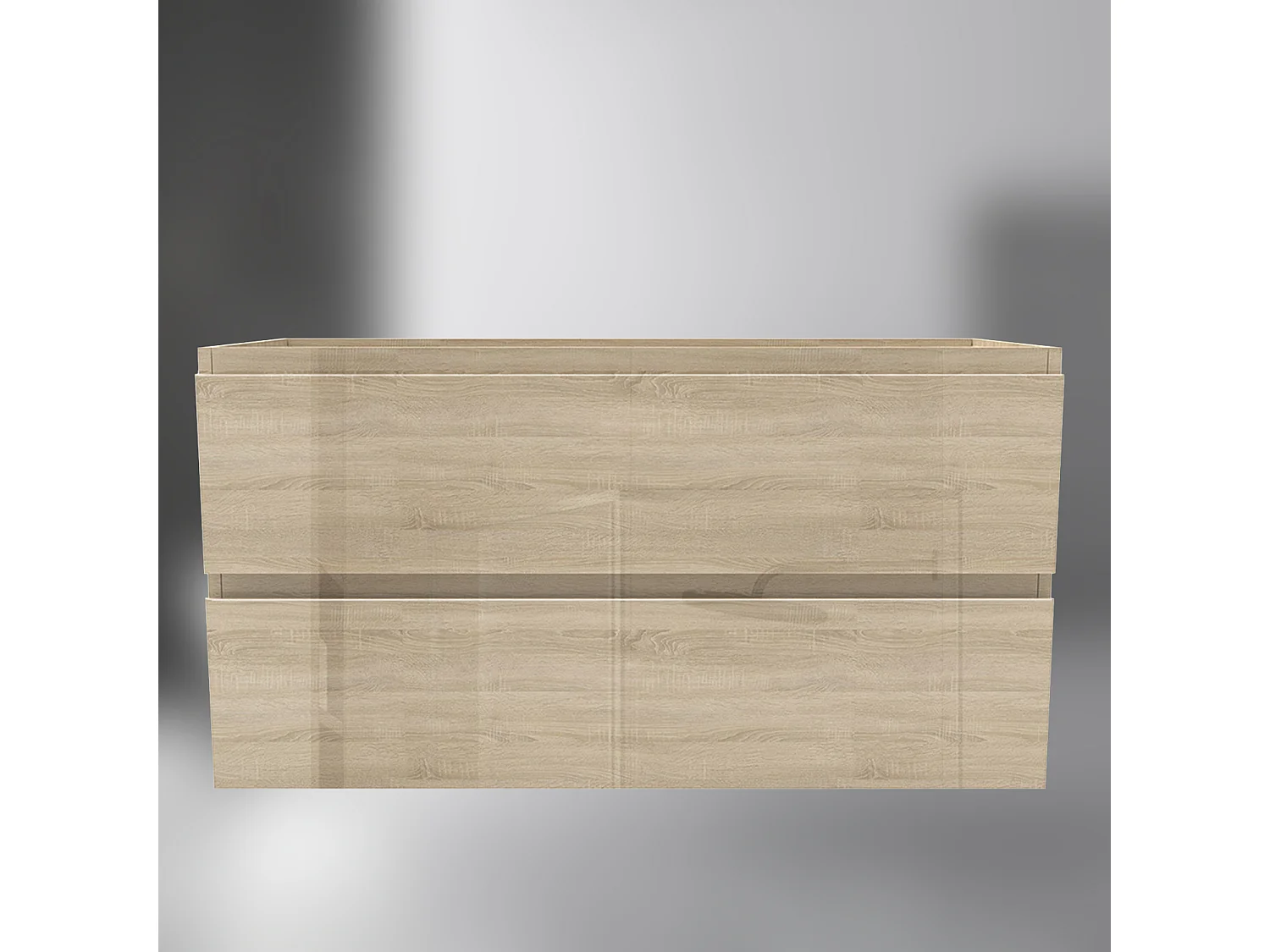 AICA SARL. Meuble de salle de bain design suspendu, 100 cm, 2 tiroirs de rangement sans lavabo - Chêne brillant