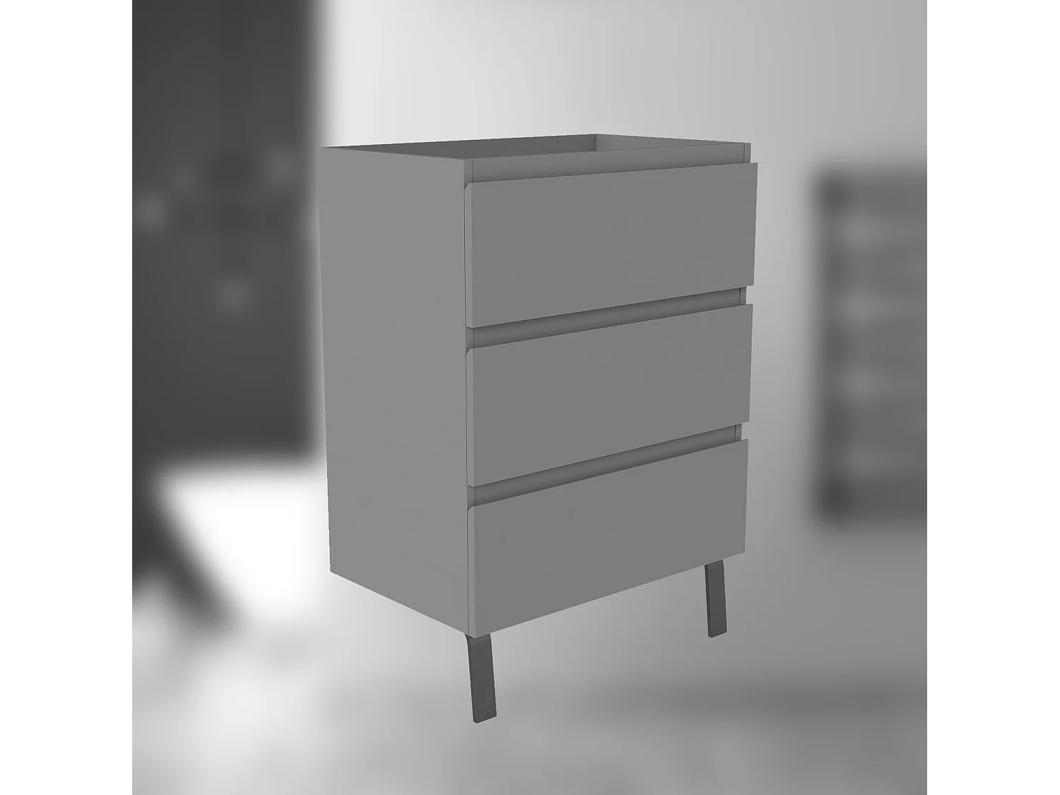 AICA SARL. Meuble de Salle de Bain 60cm avec 3 tiroirs + 2 Pieds, Meuble sans vasque, Anthracite