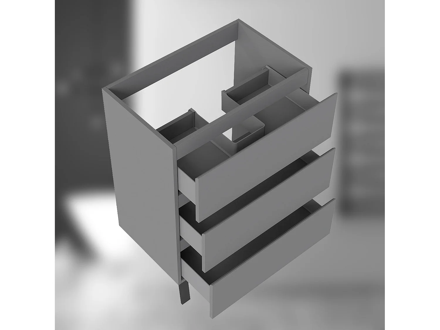 AICA SARL. Meuble de Salle de Bain 60cm avec 3 tiroirs + 2 Pieds, Meuble sans vasque, Anthracite