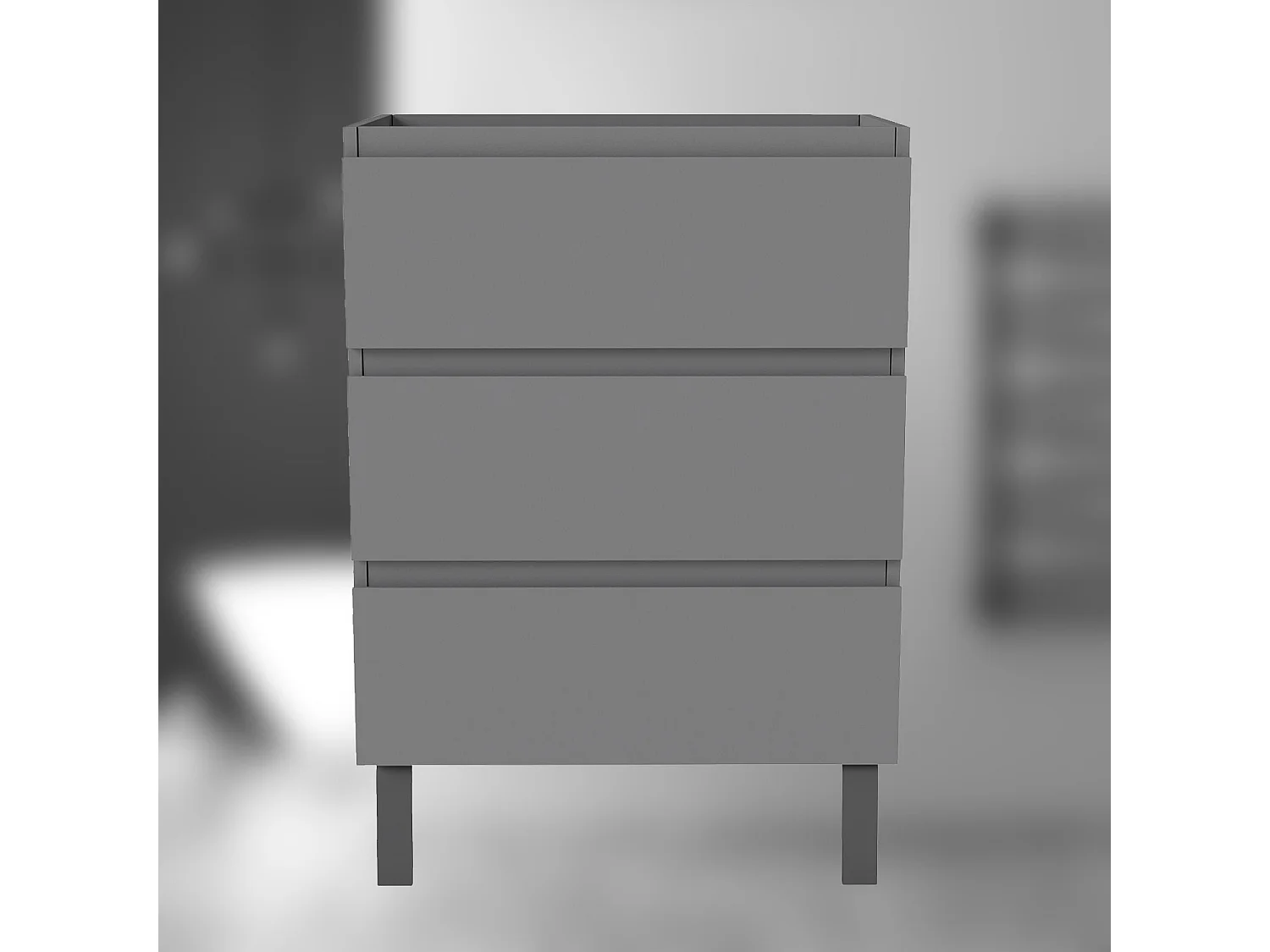 AICA SARL. Meuble de Salle de Bain 60cm avec 3 tiroirs + 2 Pieds, Meuble sans vasque, Anthracite