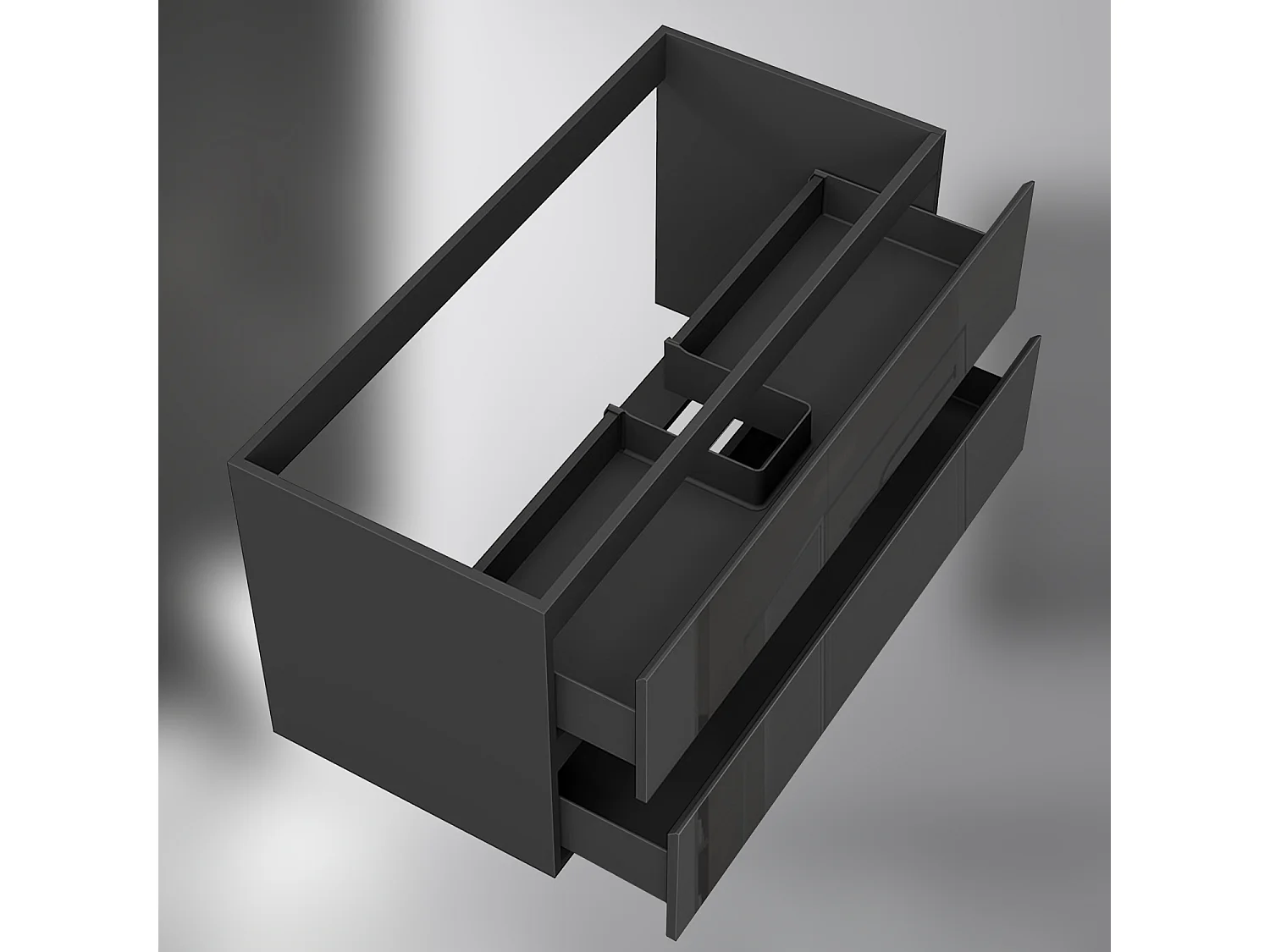 AICA SARL. Meuble de salle de bain design suspendu, 100 cm, 2 tiroirs de rangement sans lavabo - Noir brillant