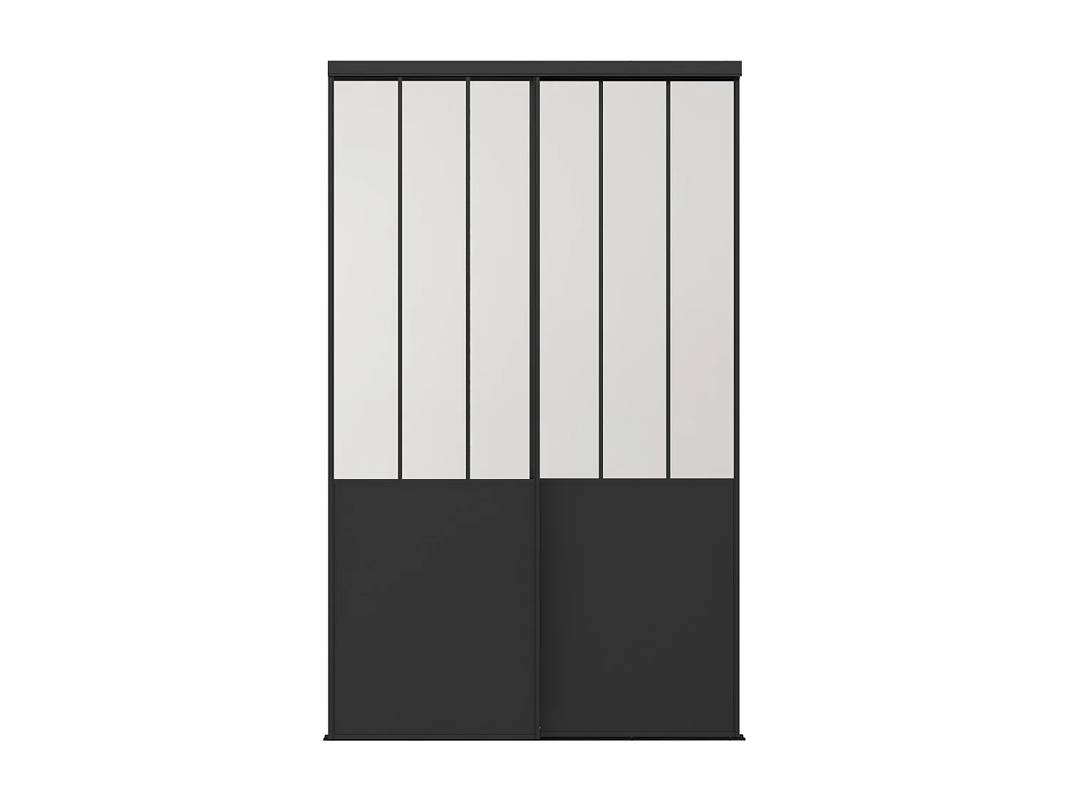 Portes de placard coulissantes en acier - Noir et verre trempé dépoli - H250 x L150 cm - BELASI