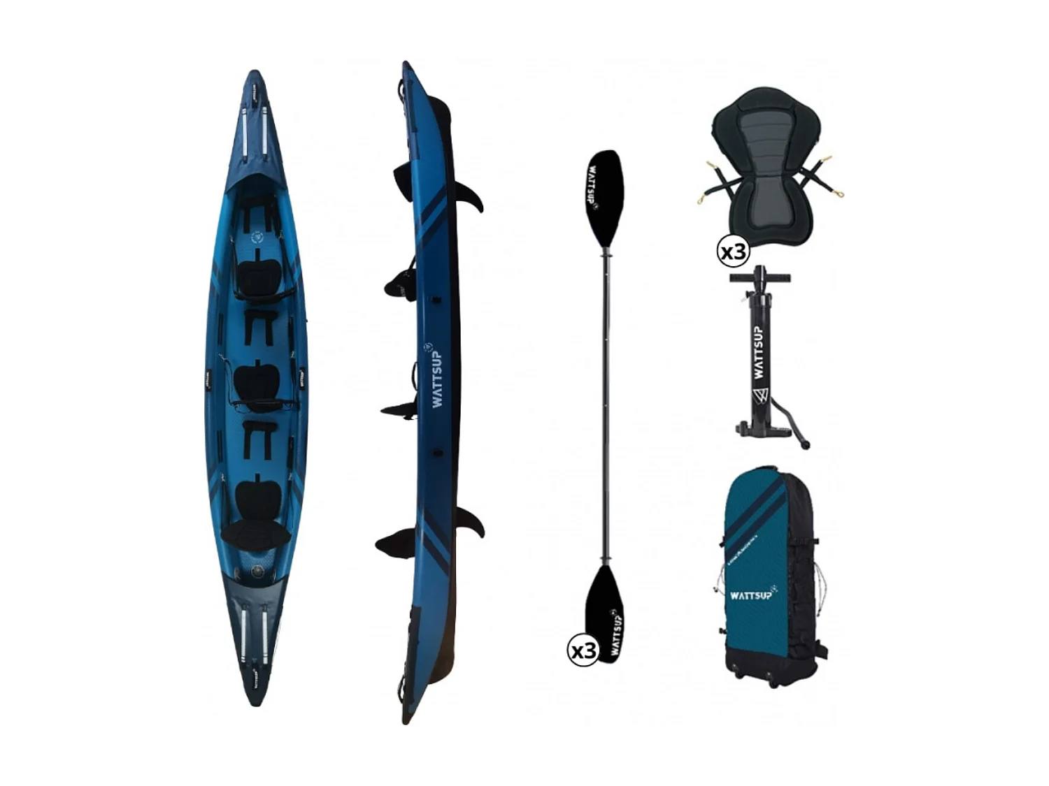KAYAK GONFLABLE WATTSUP TORPEDO 3 PLACES HAUTE PRESSION