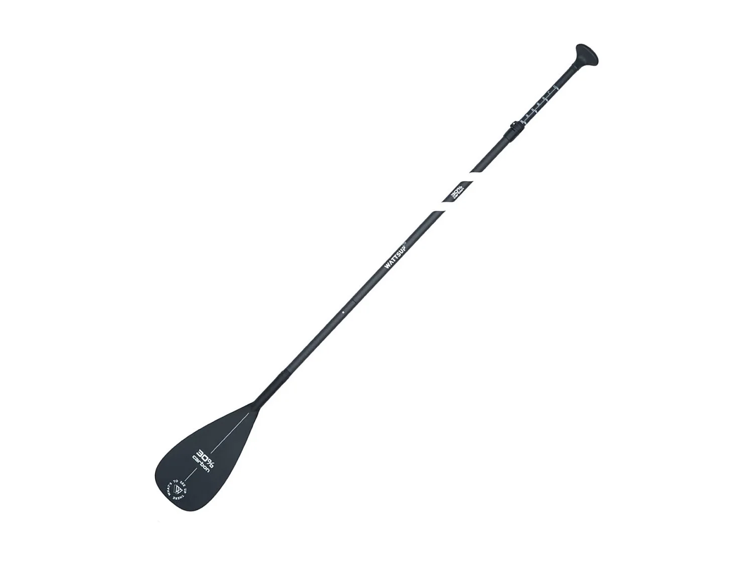 WATTSUP Stand Up Paddle 30% Carbono - Fibra de Vidrio - 3 Piezas - Ajustable / Extraíble 165-215cm Anillo de apriete - Ligero 1kg - Rendimiento