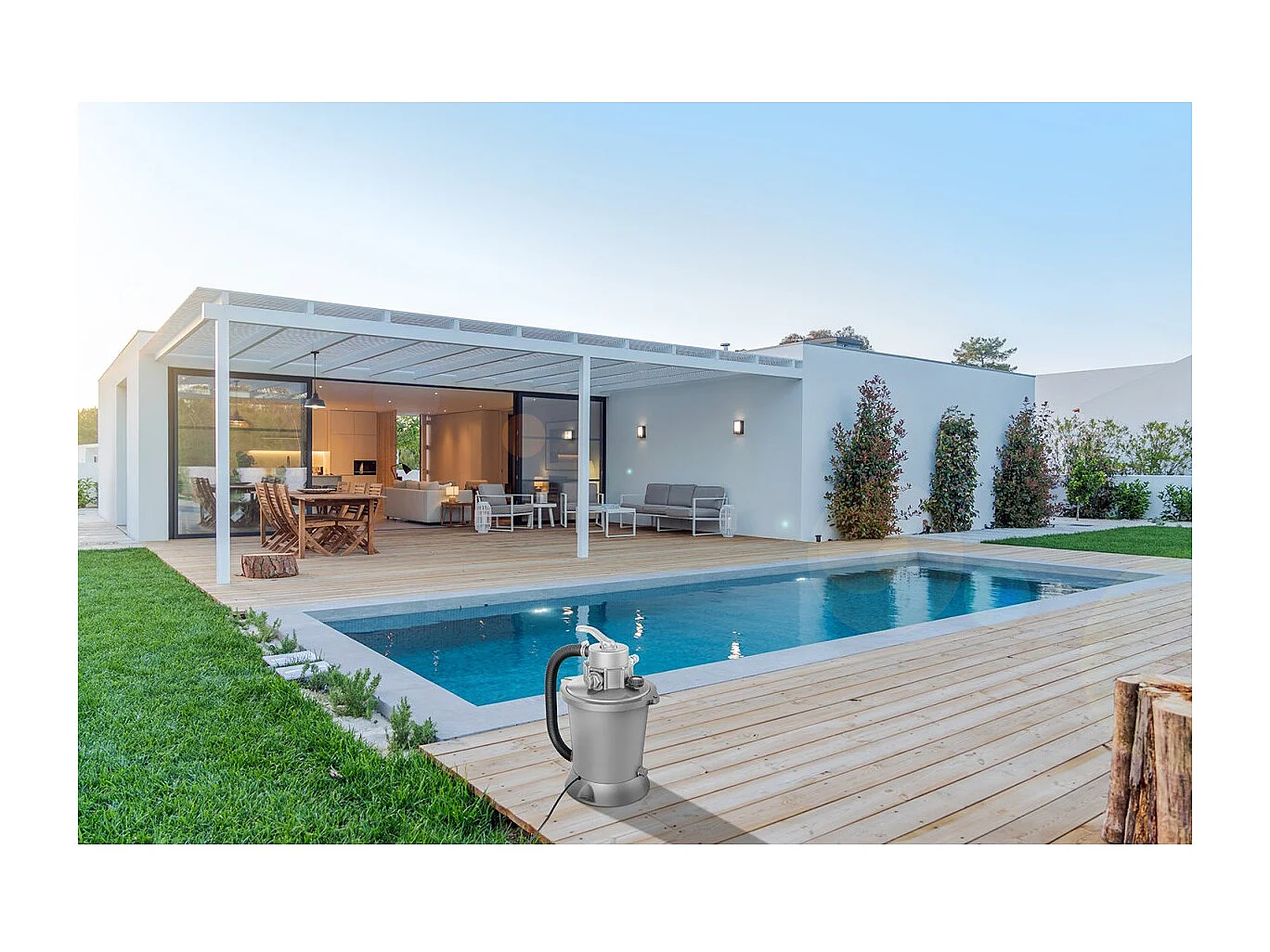 Filtergruppe 3m3/h (Filter + Umwälzpumpe) - Wasserdurchfluss 3,03 m3/h - 20 m3 - Kompaktes Design