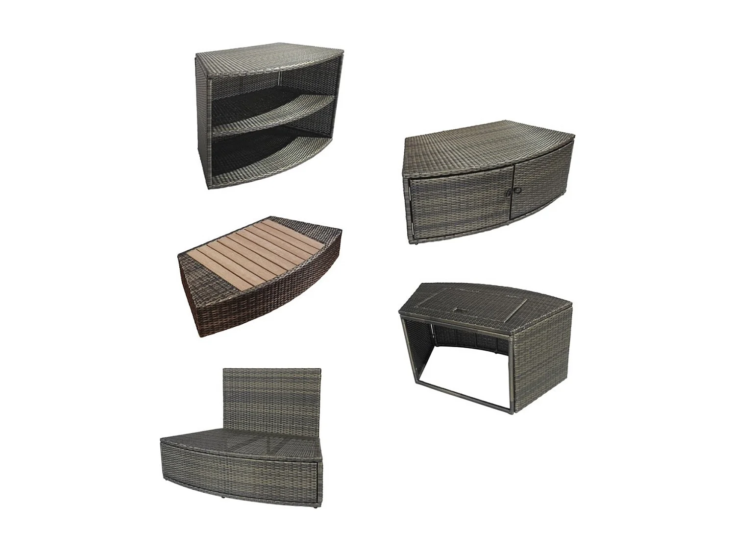 Mobilier Design Spa semi-rigide Octopus Netspa PVC tressé - Diamètre extérieur total mobilier 290cm - Ensemble 8 modules