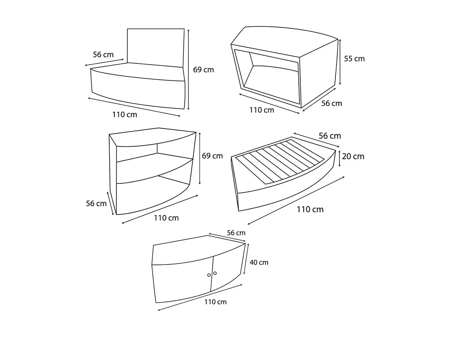 Mobilier Design Spa semi-rigide Octopus Netspa PVC tressé - Diamètre extérieur total mobilier 290cm - Ensemble 8 modules