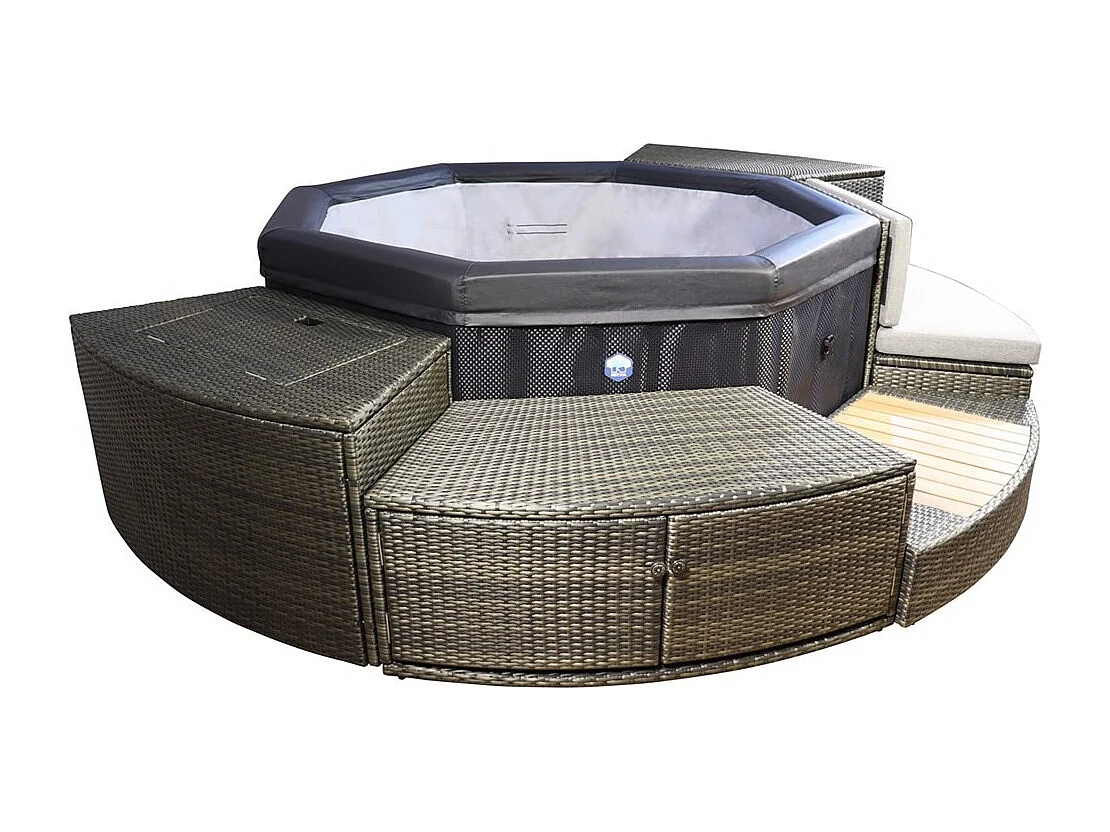 Mobilier Design Spa semi-rigide Octopus Netspa PVC tressé - Diamètre extérieur total mobilier 290cm - Ensemble 8 modules