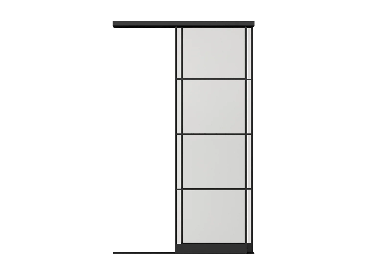 Portes de placard coulissantes en acier - Noir et verre trempé dépoli - H250 x L150 cm - ATERMA