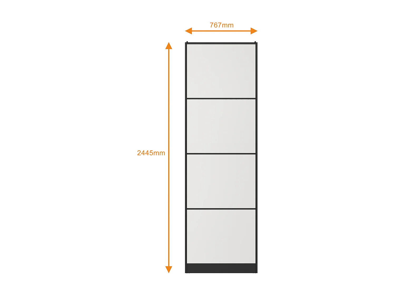Portes de placard coulissantes en acier - Noir et verre trempé dépoli - H250 x L150 cm - ATERMA