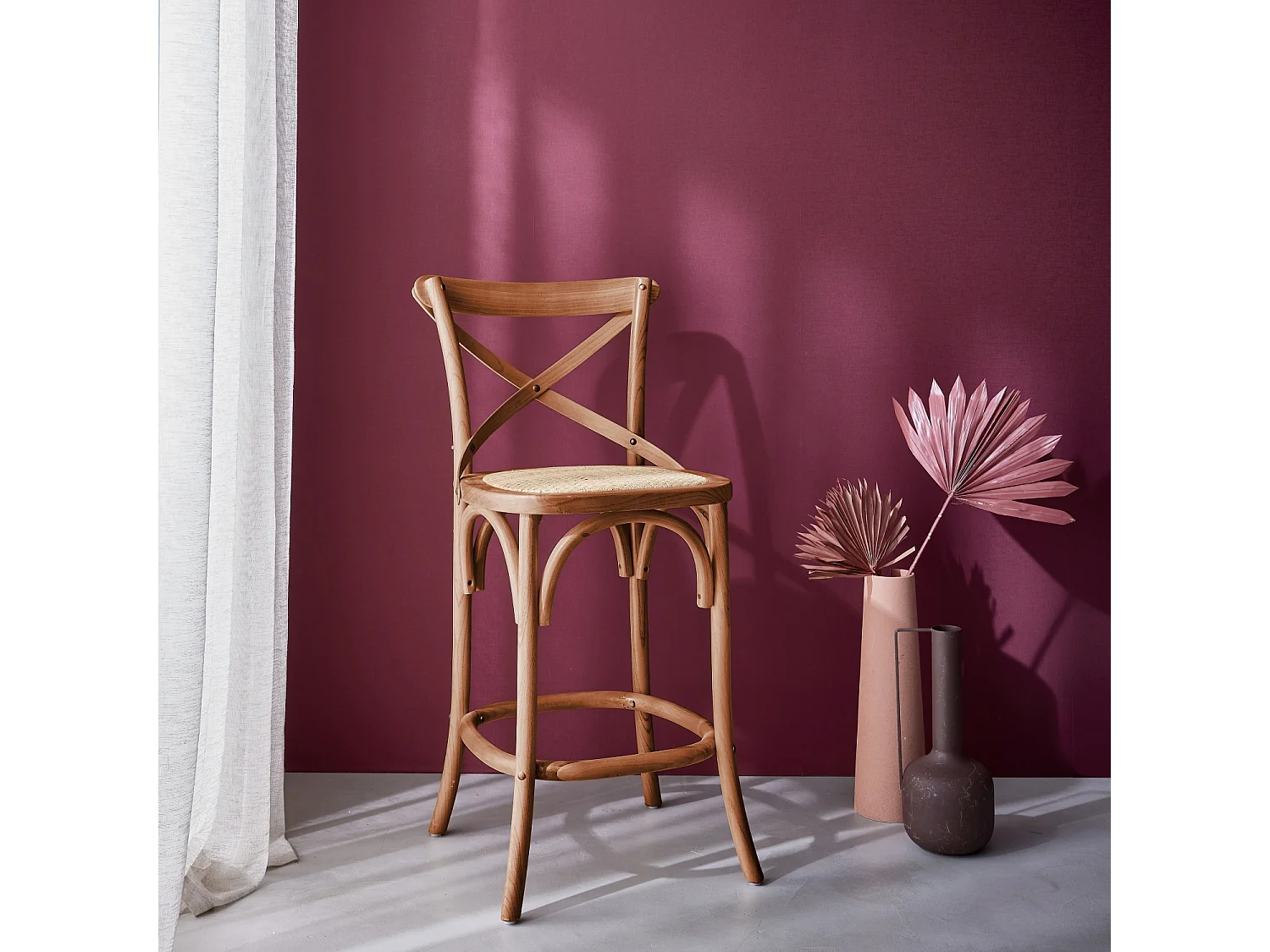 Sillas de bar bistró vintage madera nogal