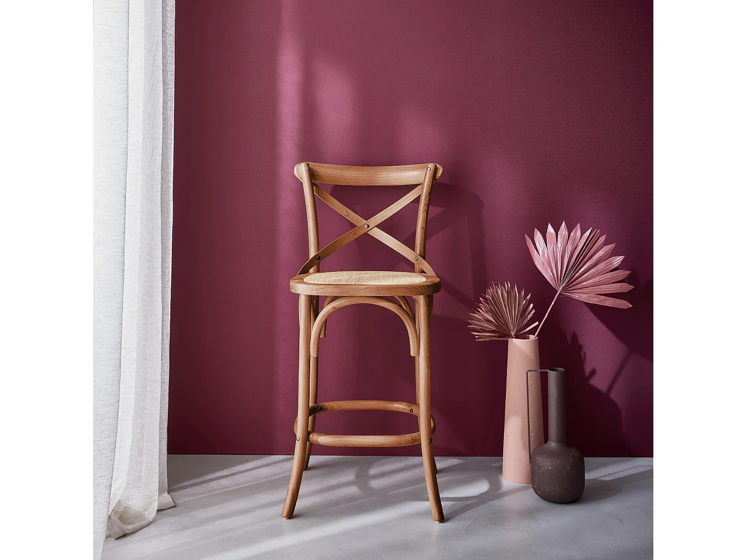 Sillas de bar bistró vintage madera nogal