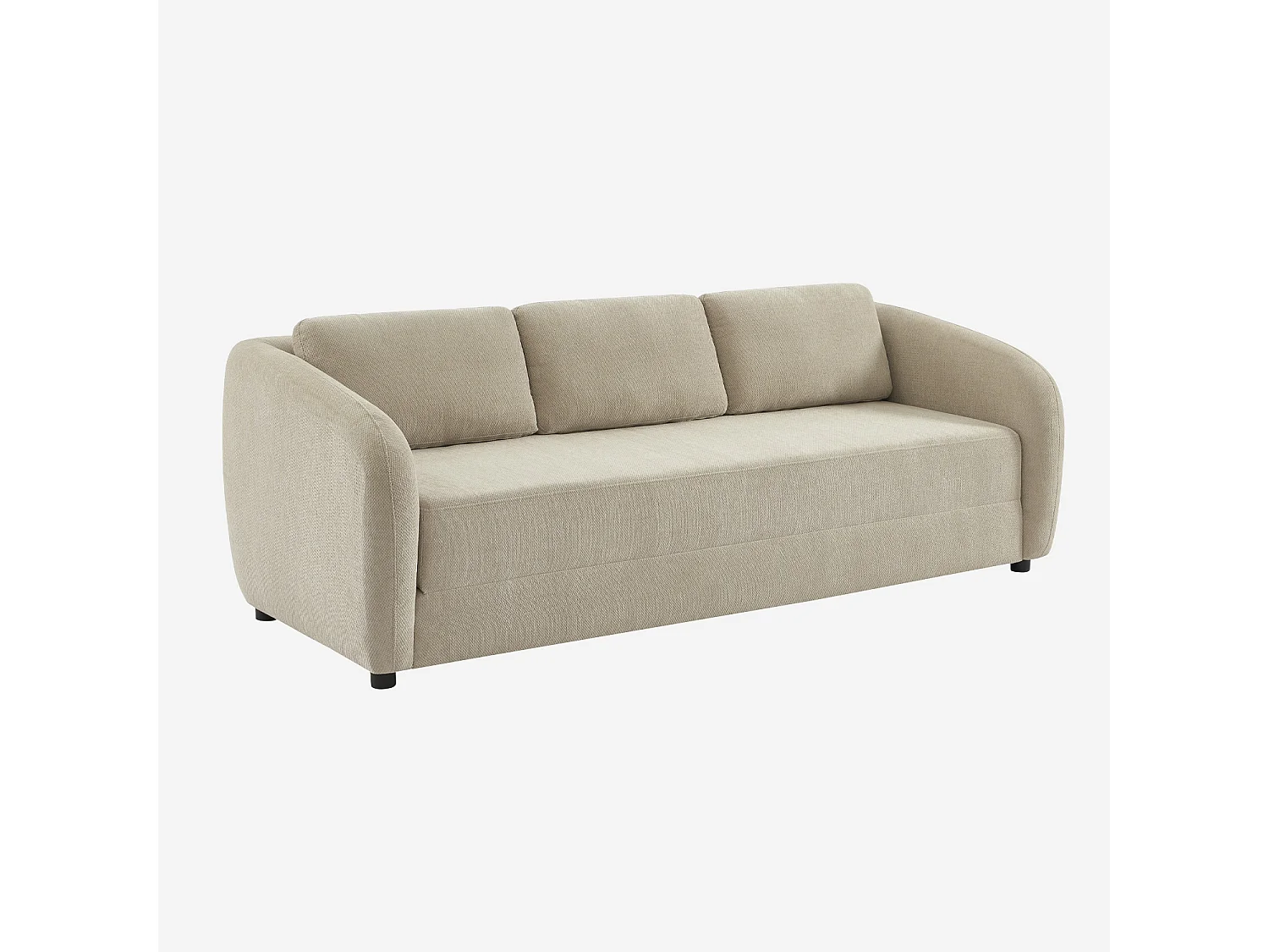 Divano letto in tessuto ciniglia, 3 posti, grigio chiaro