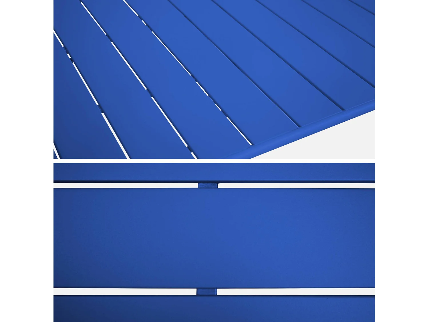 Set tavolo da giardino in acciaio con 8 sedie, 160cm, blu elettrico