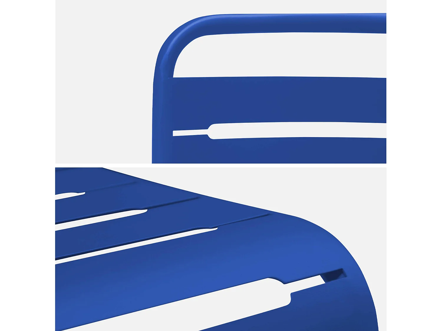 Set tavolo da giardino in acciaio con 8 sedie, 160cm, blu elettrico