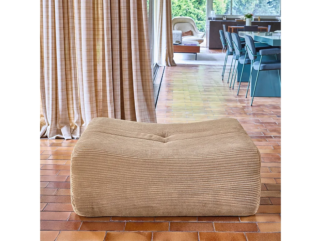 Poggiapiedi per poltrona sokol in velluto a coste, beige scuro