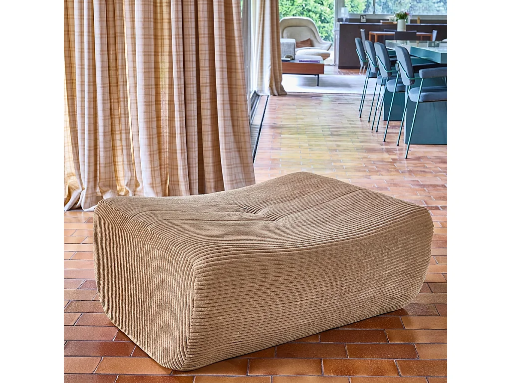 Poggiapiedi per poltrona sokol in velluto a coste, beige scuro
