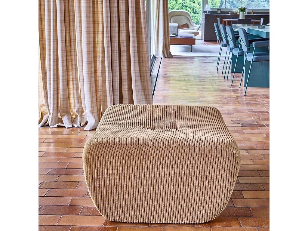 Poggiapiedi per poltrona sokol in velluto a coste, beige scuro