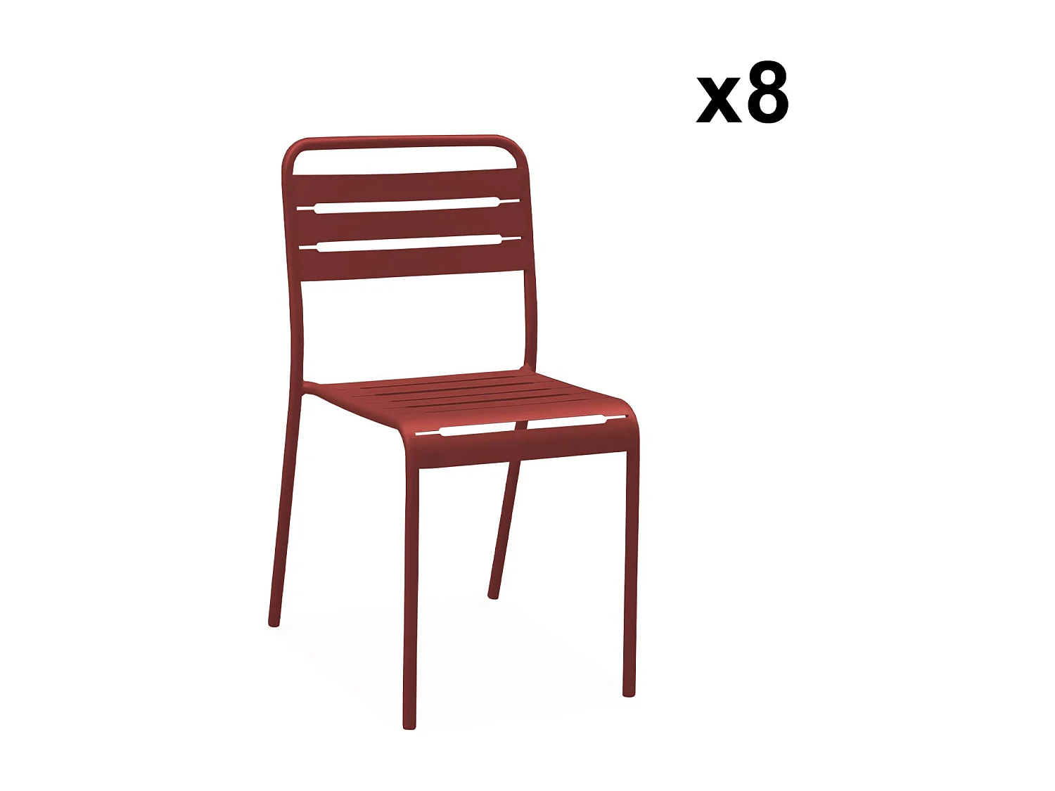 Set tavolo da giardino in acciaio con 8 sedie, 160cm, terra di siena