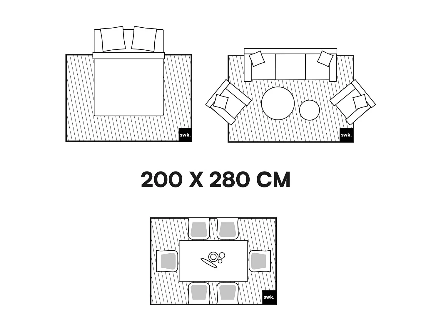 Tapis intérieur rayures marron et blanc 200x280cm - Pablo