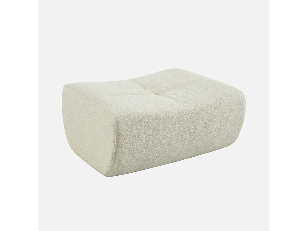 Pouf. repose-pieds pour chauffeuse Sokol bouclette texturée blanc - Sokol