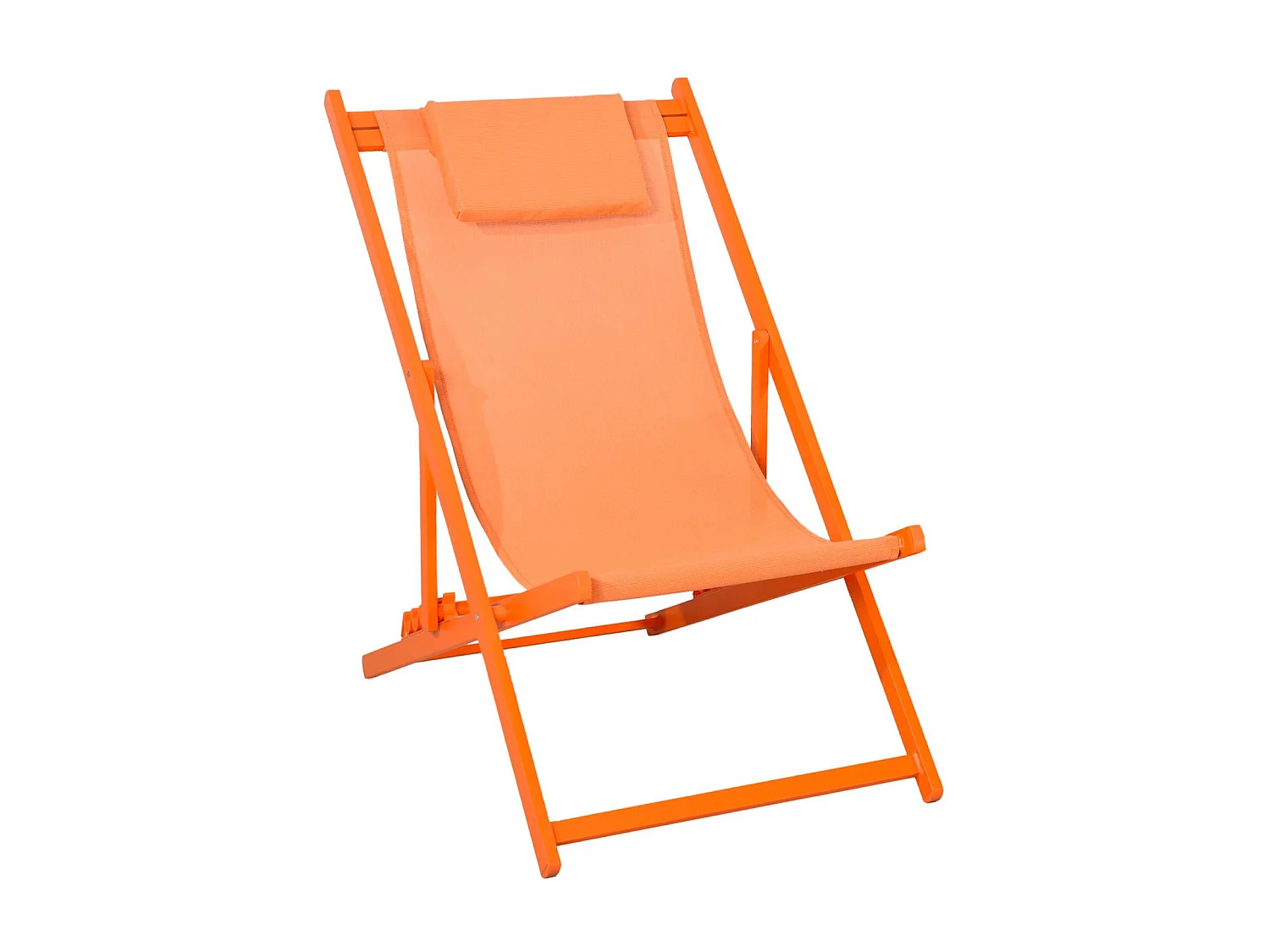 Lot de 2 bains de soleil - Gaia orange - Transat en aluminium gris anthracite et textilene orange avec coussin repose tête. chilienne