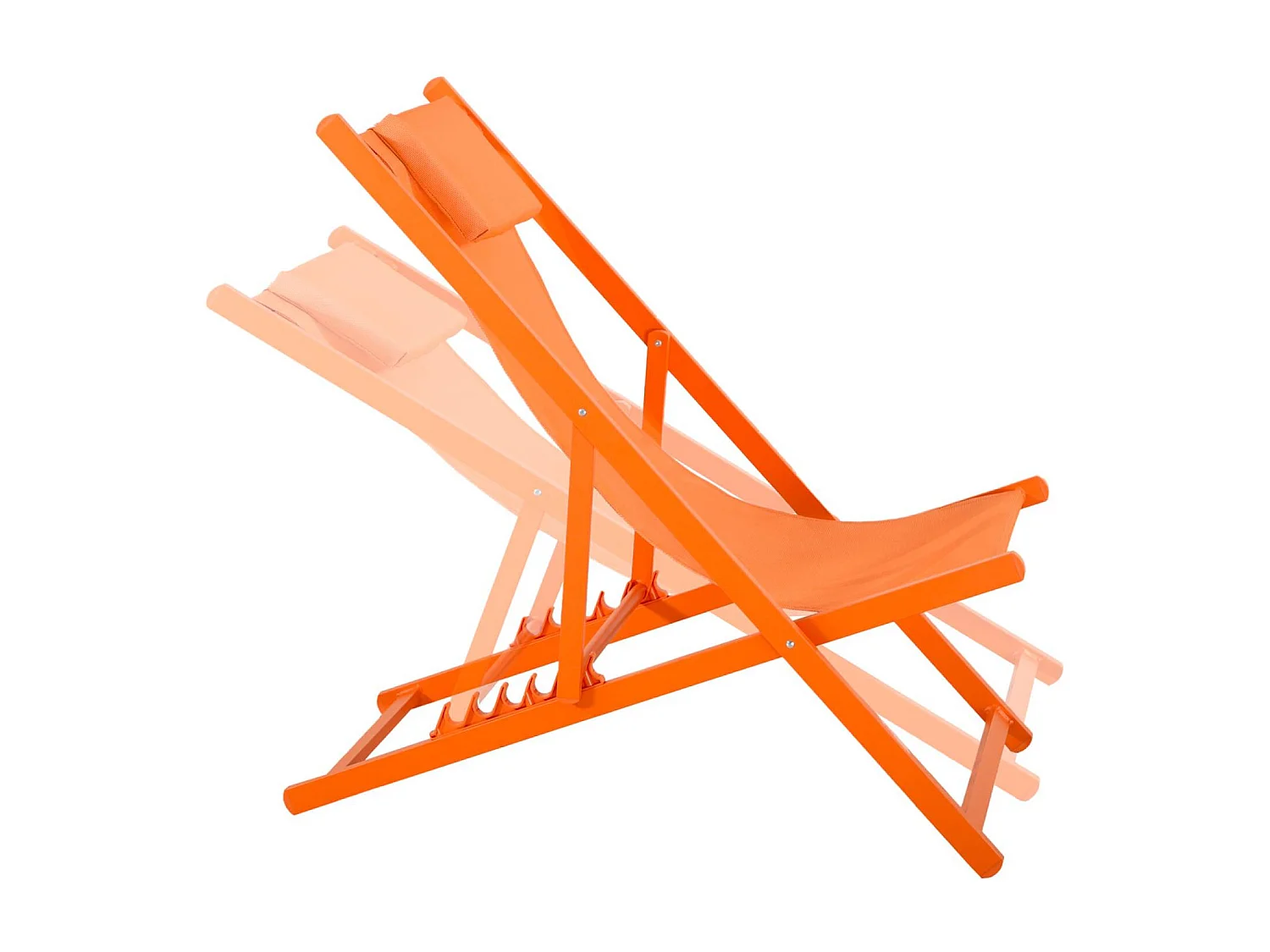 Lot de 2 bains de soleil - Gaia orange - Transat en aluminium gris anthracite et textilene orange avec coussin repose tête. chilienne