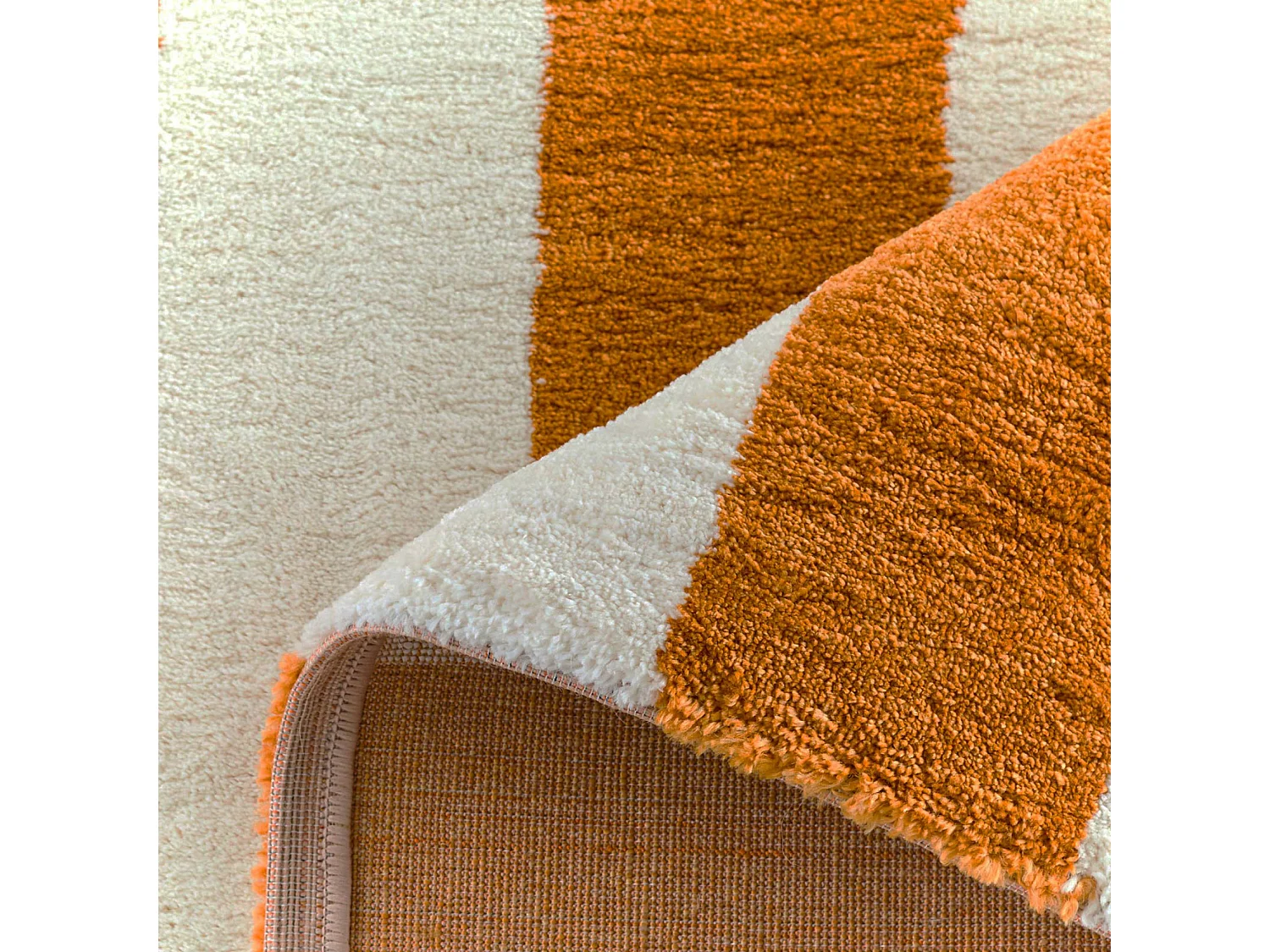 Tapis intérieur rayures ocre et blanc 120x160cm - Pablo