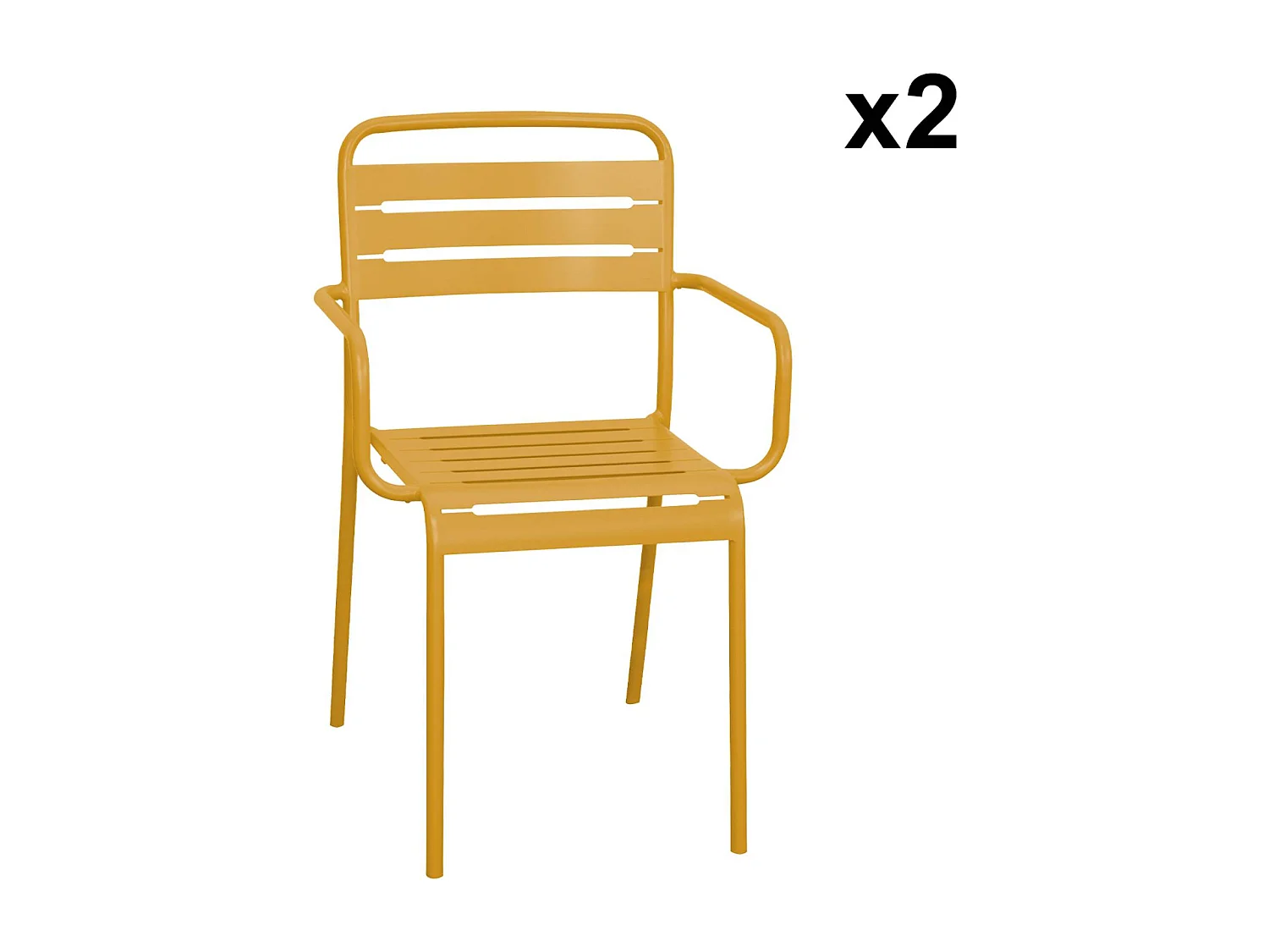 Table de jardin pliante métal + 6 assises 2 fauteuils 4 chaises. Amelia. ocre. 141.2 x 80 x 72.5cm