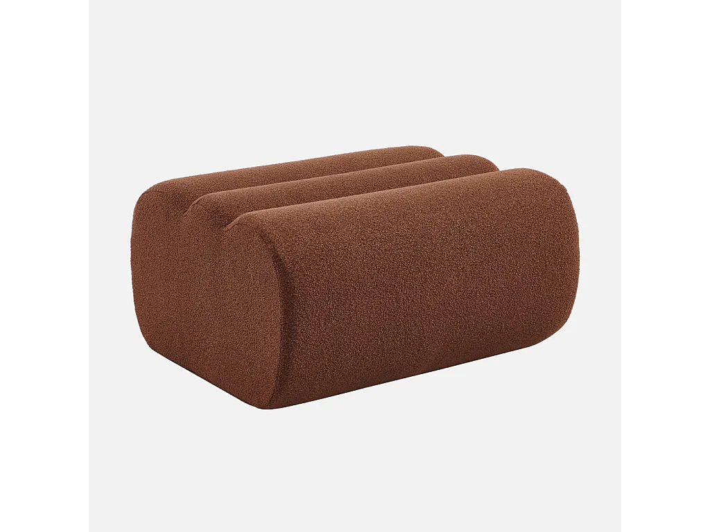 Poggiapiedi per poltrona nova in bouclé testurizzato, terracotta