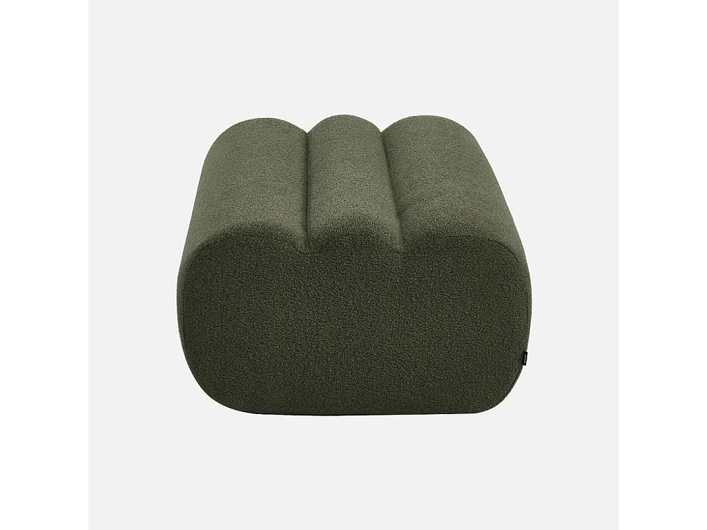 Poggiapiedi per poltrona nova in bouclé testurizzato, verde kaki