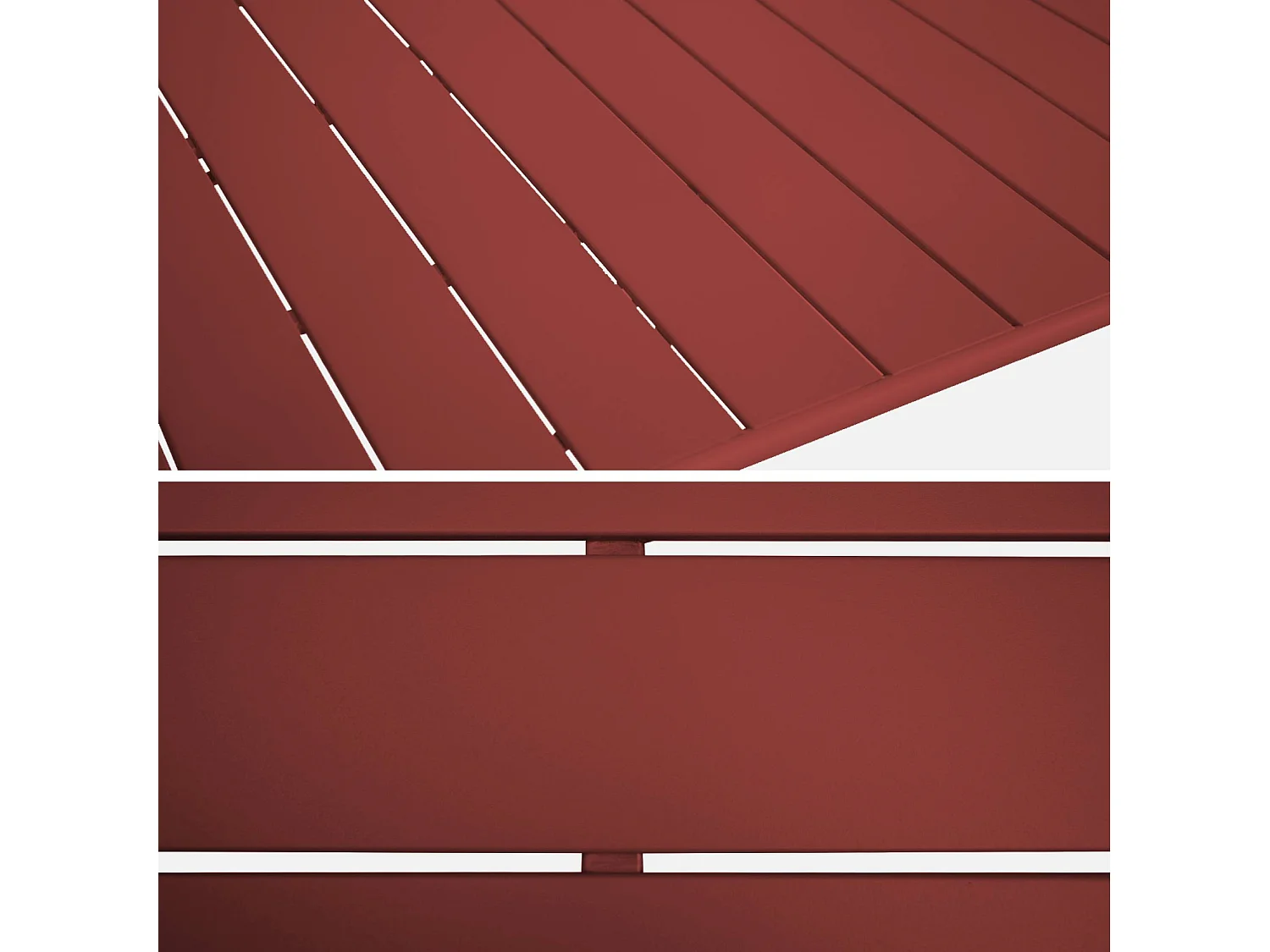 Table de jardin pliante métal + 6 assises. Amelia. terre de sienne. 141.2 x 80 x 72.5cm