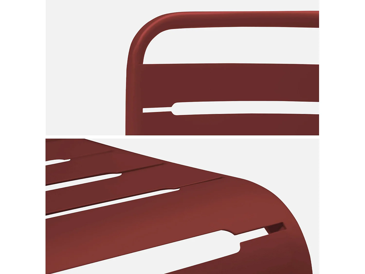 Table de jardin pliante métal + 6 assises. Amelia. terre de sienne. 141.2 x 80 x 72.5cm