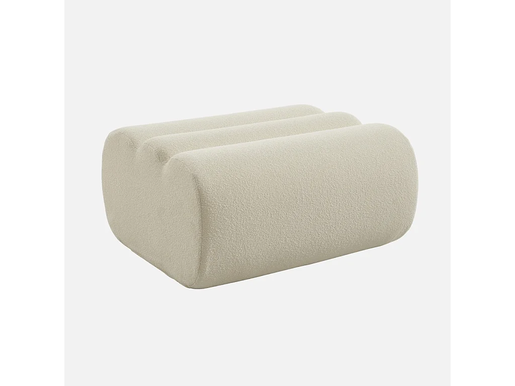 Poggiapiedi per poltrona nova in bouclé testurizzato, bianco