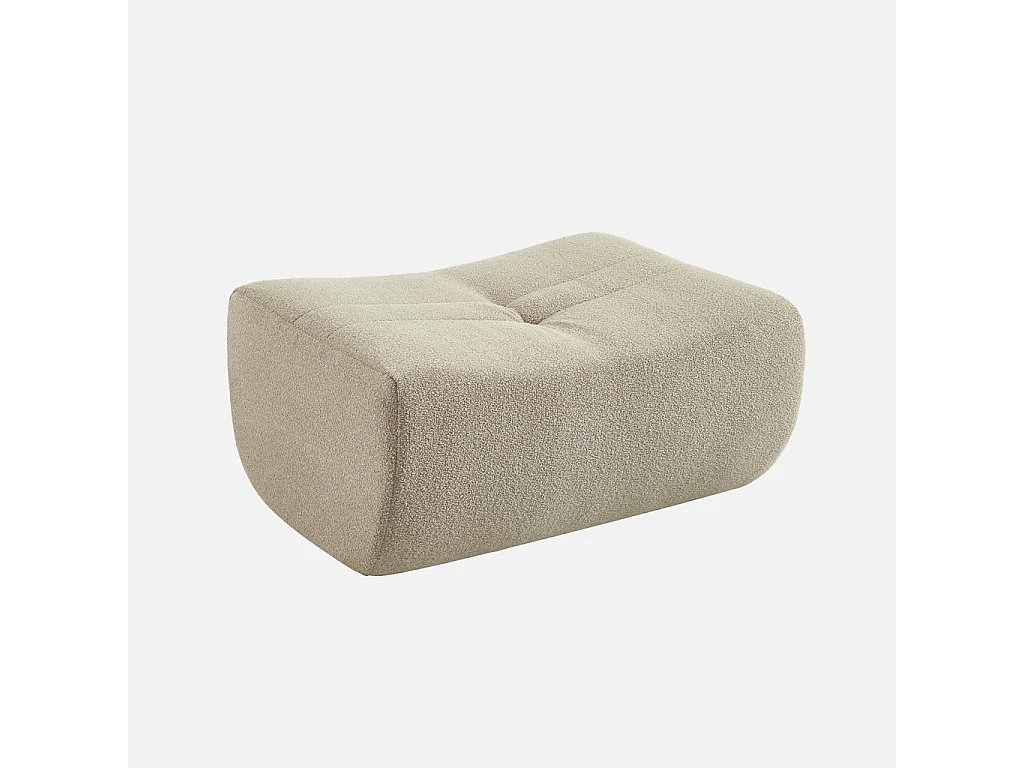 Poggiapiedi per poltrona sokol in bouclé testurizzato, beige