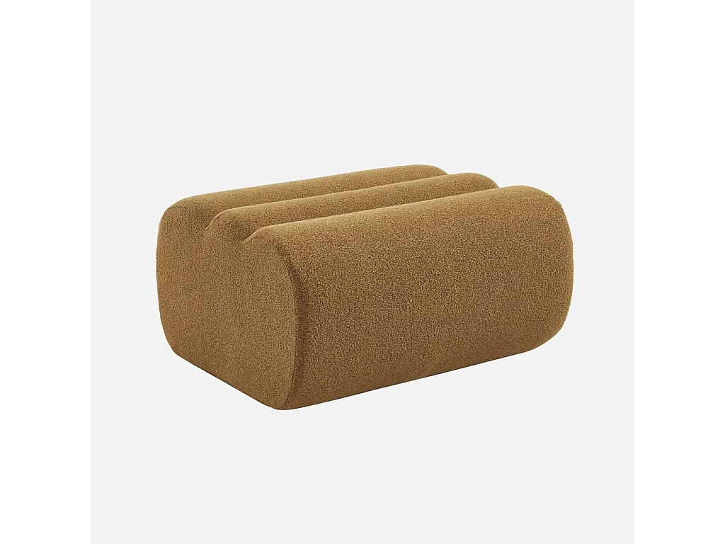 Pouf. repose-pieds pour chauffeuse Nova bouclette texturée moutarde - Nova