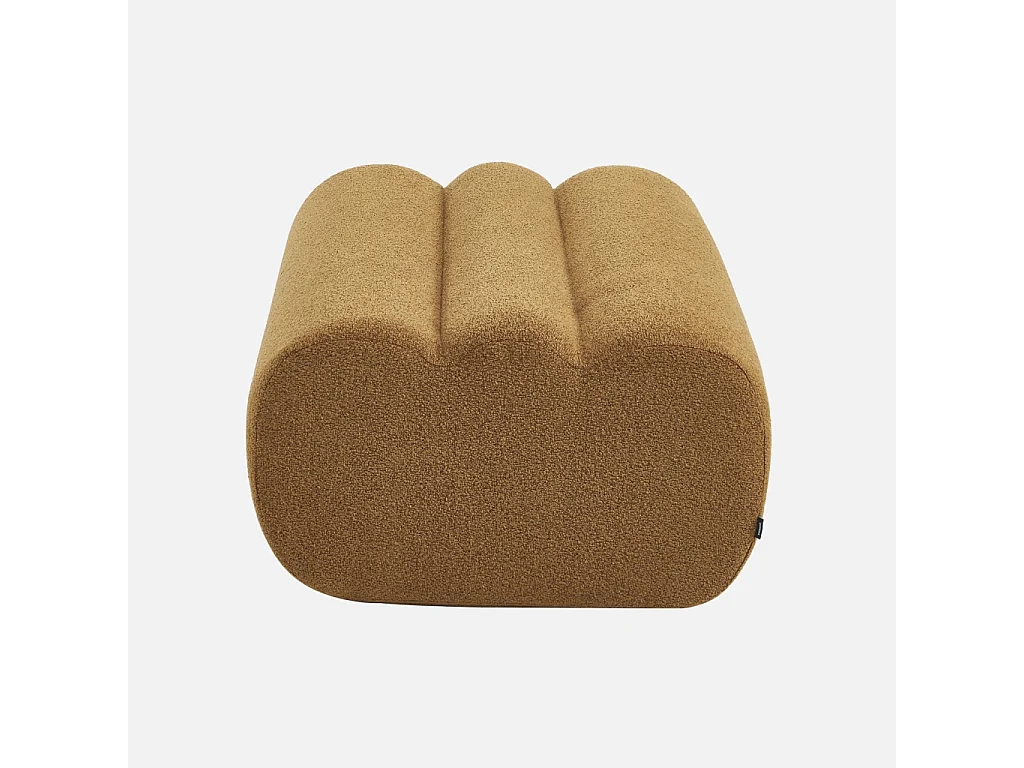 Pouf. repose-pieds pour chauffeuse Nova bouclette texturée moutarde - Nova