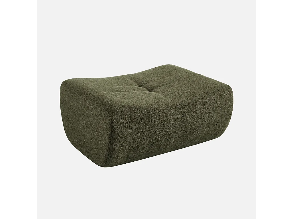 Poggiapiedi per poltrona sokol in bouclé testurizzato, verde kaki