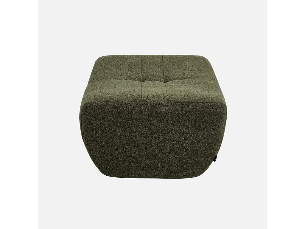 Poggiapiedi per poltrona sokol in bouclé testurizzato, verde kaki
