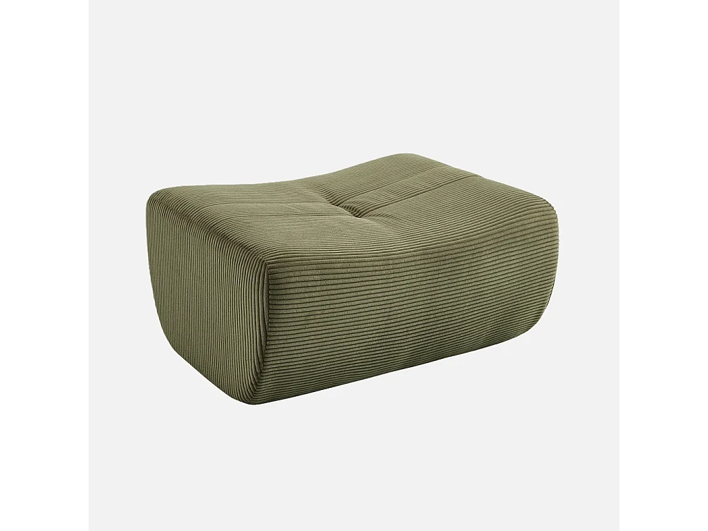 Pouf. repose-pieds pour chauffeuse Sokol velours côtelé kaki - Sokol