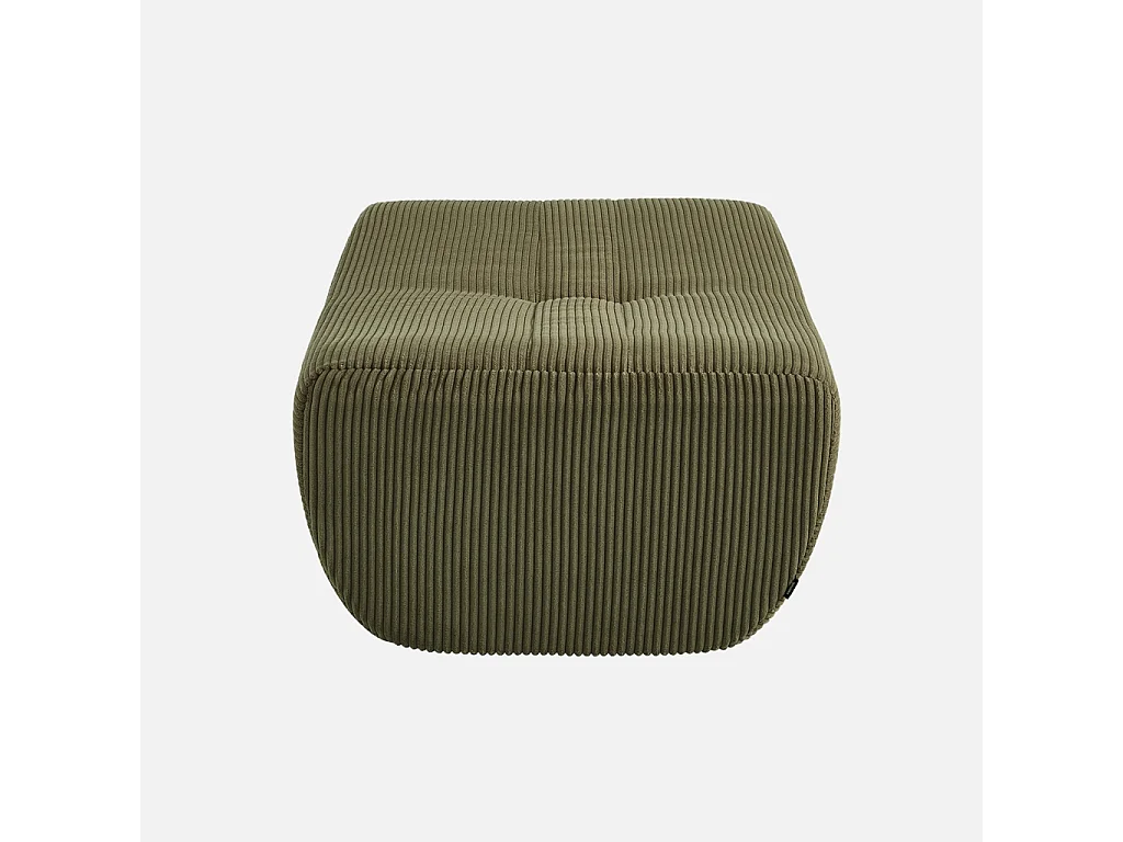 Pouf. repose-pieds pour chauffeuse Sokol velours côtelé kaki - Sokol